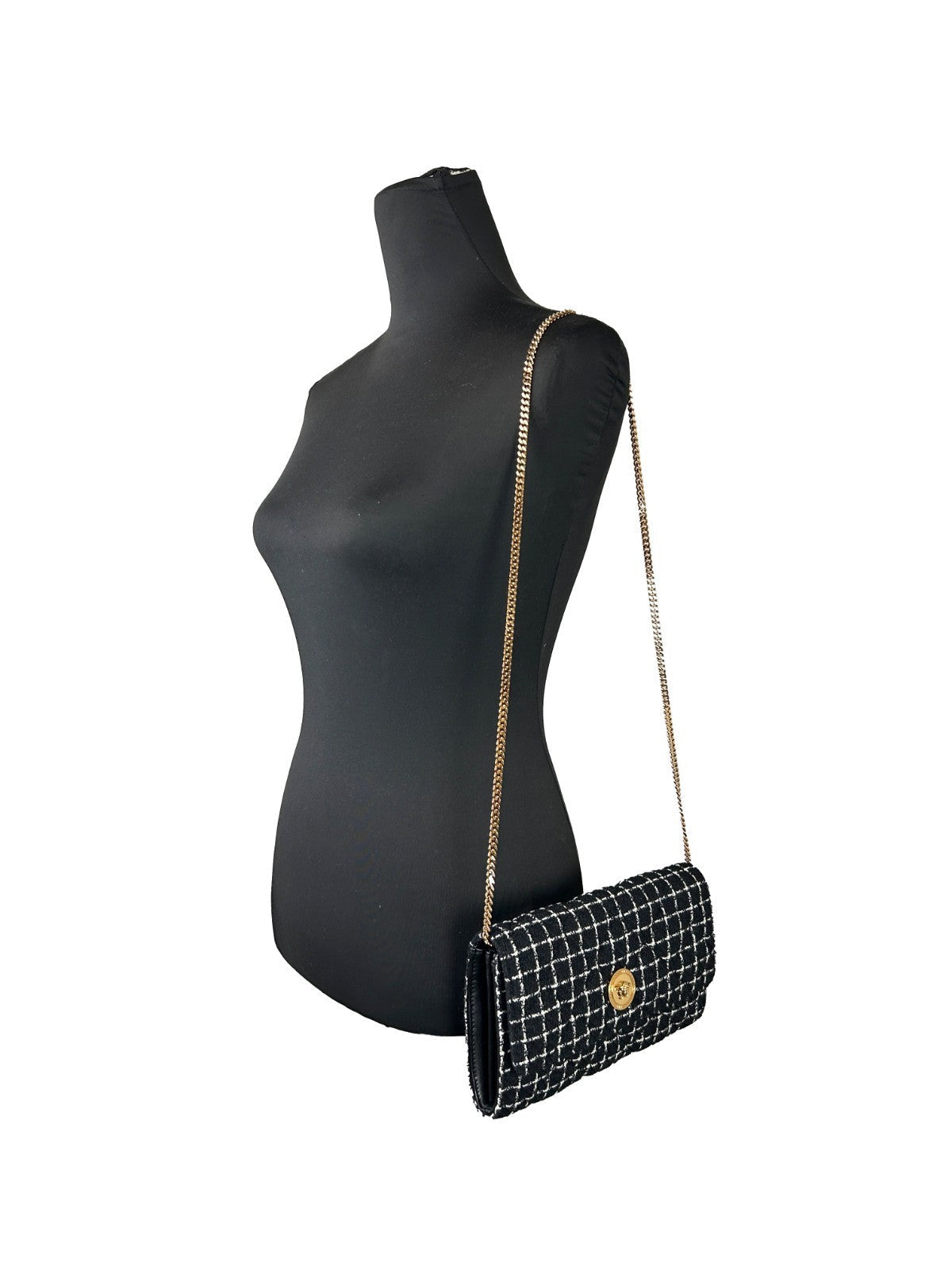 Versace Wallet On A Chain Fabric Black Crossbody Bag Versace Xosier