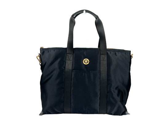Versace Black Nylon Fabric La Medusa Shoulder Tote Bag Versace Xosier