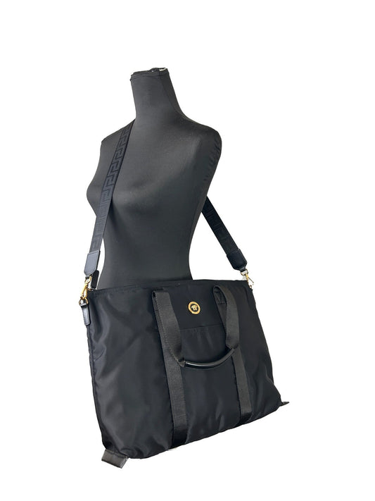 Versace Black Nylon Fabric La Medusa Shoulder Tote Bag Versace Xosier