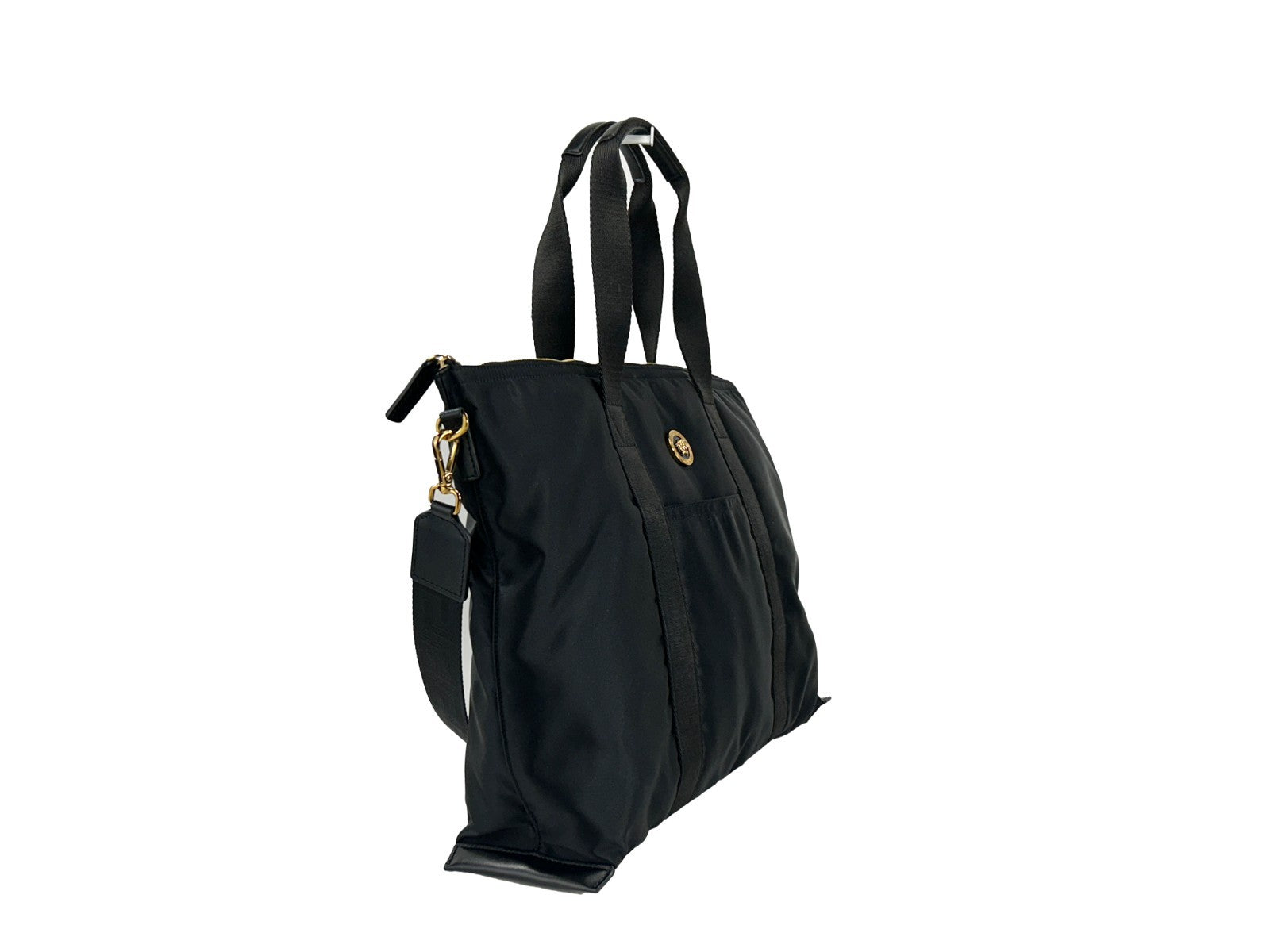 Versace Black Nylon Fabric La Medusa Shoulder Tote Bag Versace Xosier