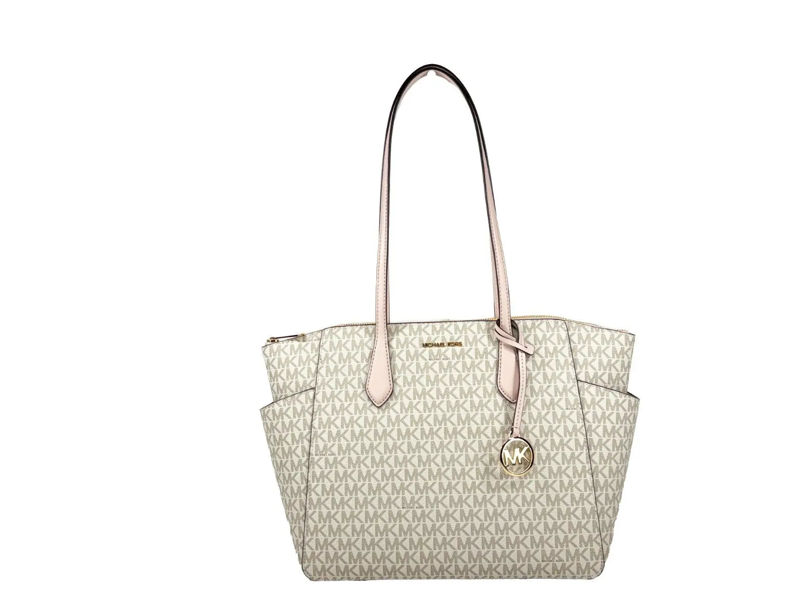 Michael Kors Marilyn Medium Signature Tote in Vanilla, styled for the office