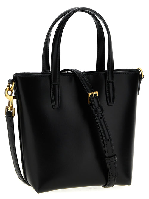 Sac cabas en cuir de veau noir