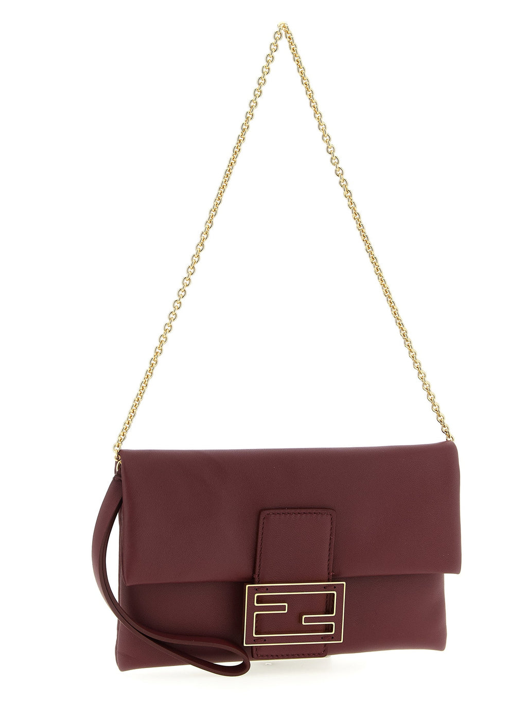 Fendi Bordeaux Lamb Leather Clutch Bag Fendi Xosier