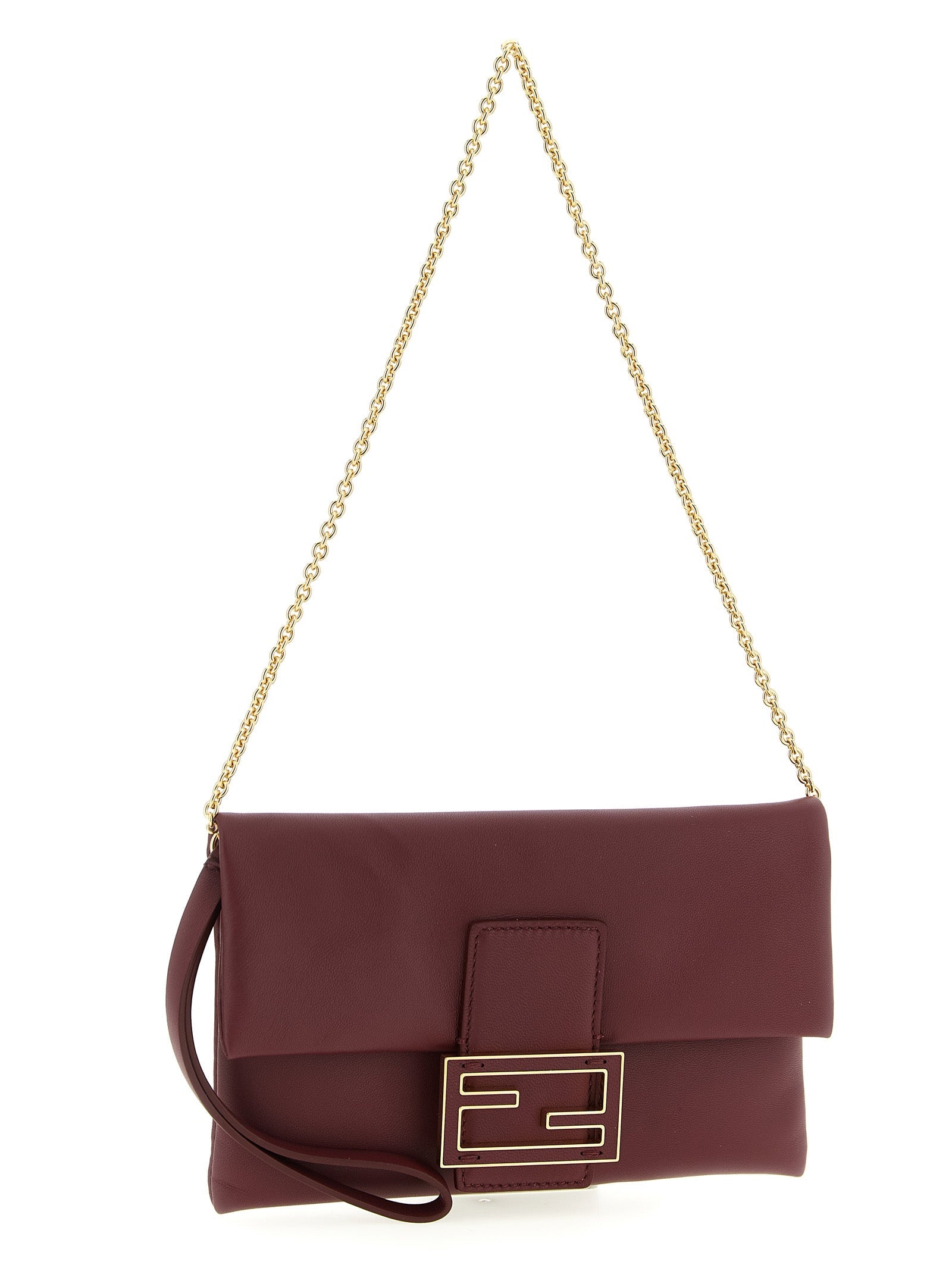 Fendi Bordeaux Lamb Leather Clutch Bag Fendi Xosier
