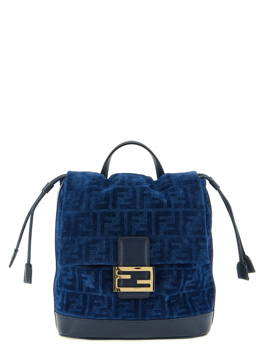 Fendi Blue Cotton Backpack Fendi Xosier