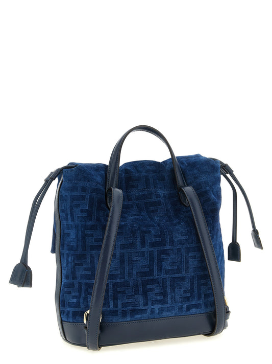 Fendi Blue Cotton Backpack Fendi Xosier