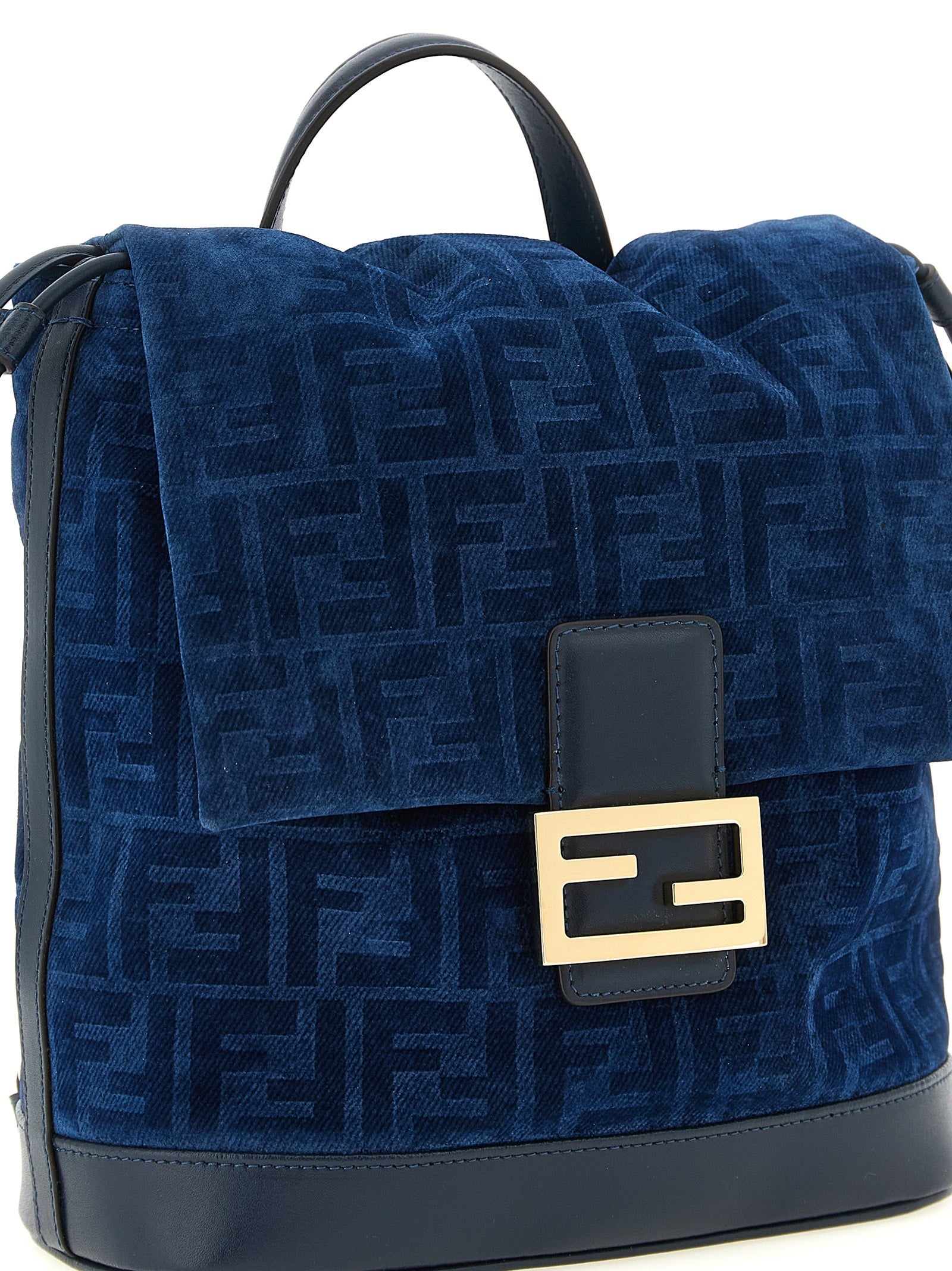 Fendi Blue Cotton Backpack Fendi Xosier