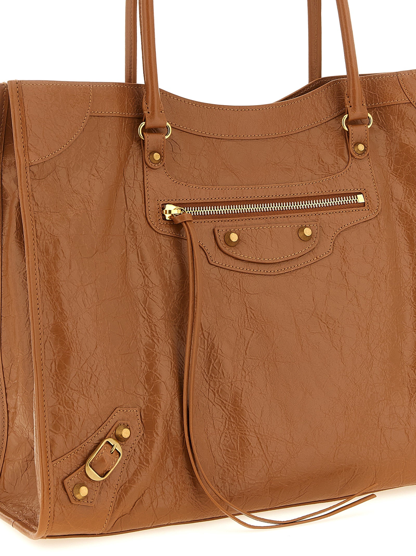 Brown Lamb Leather Shoulder Bag