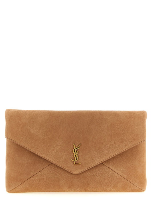 Brown Lamb Leather Clutch Bag