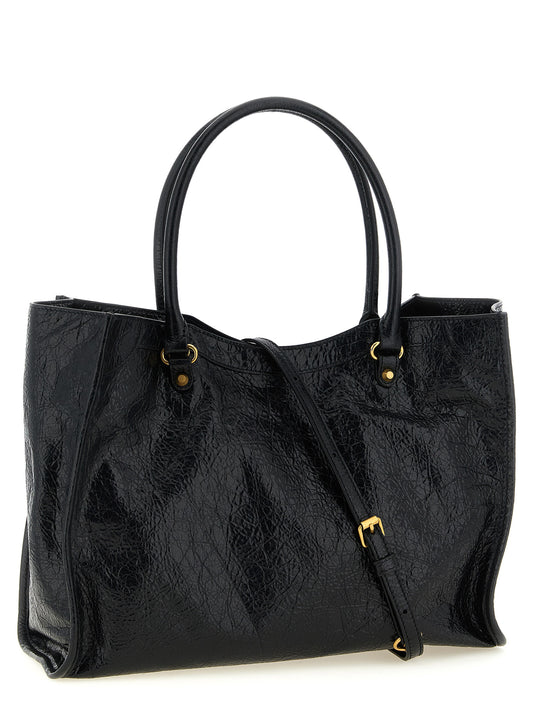 Sac cabas en cuir d'agneau noir