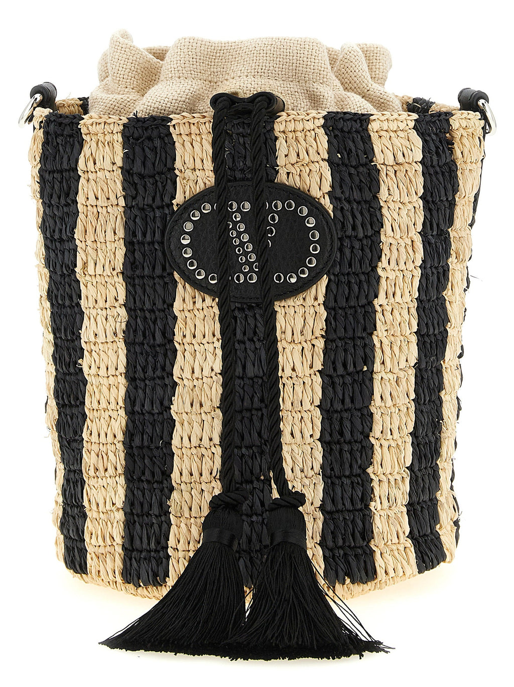 Valentino Garavani Black Straw Shoulder Bag Valentino Garavani Xosier