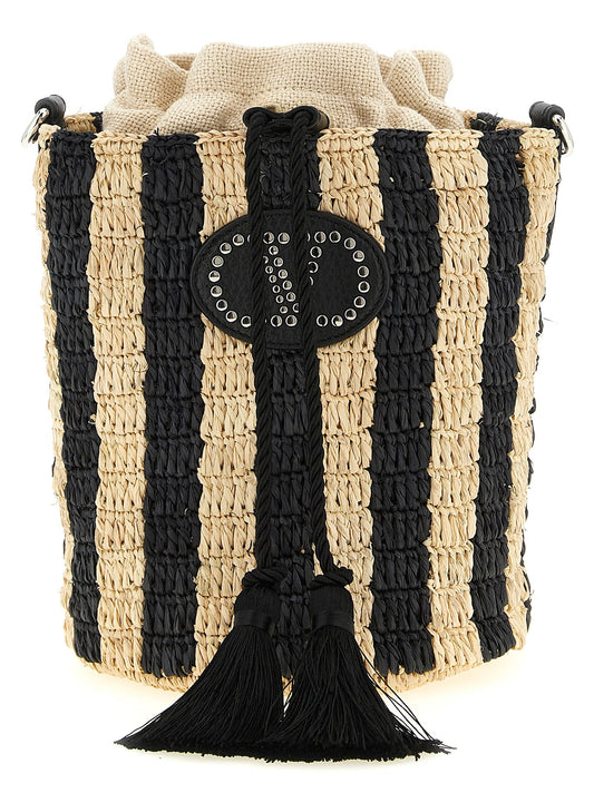 Valentino Garavani Black Straw Shoulder Bag Valentino Garavani Xosier
