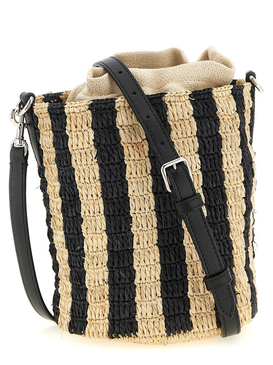 Valentino Garavani Black Straw Shoulder Bag Valentino Garavani Xosier