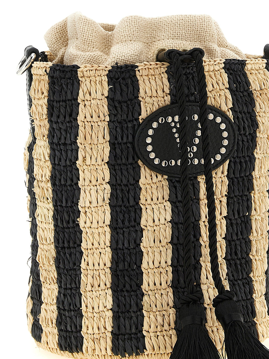 Valentino Garavani Black Straw Shoulder Bag Valentino Garavani Xosier