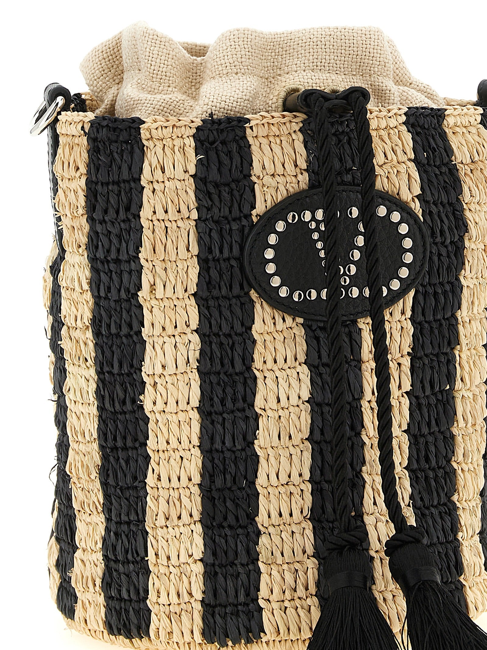 Valentino Garavani Black Straw Shoulder Bag Valentino Garavani Xosier
