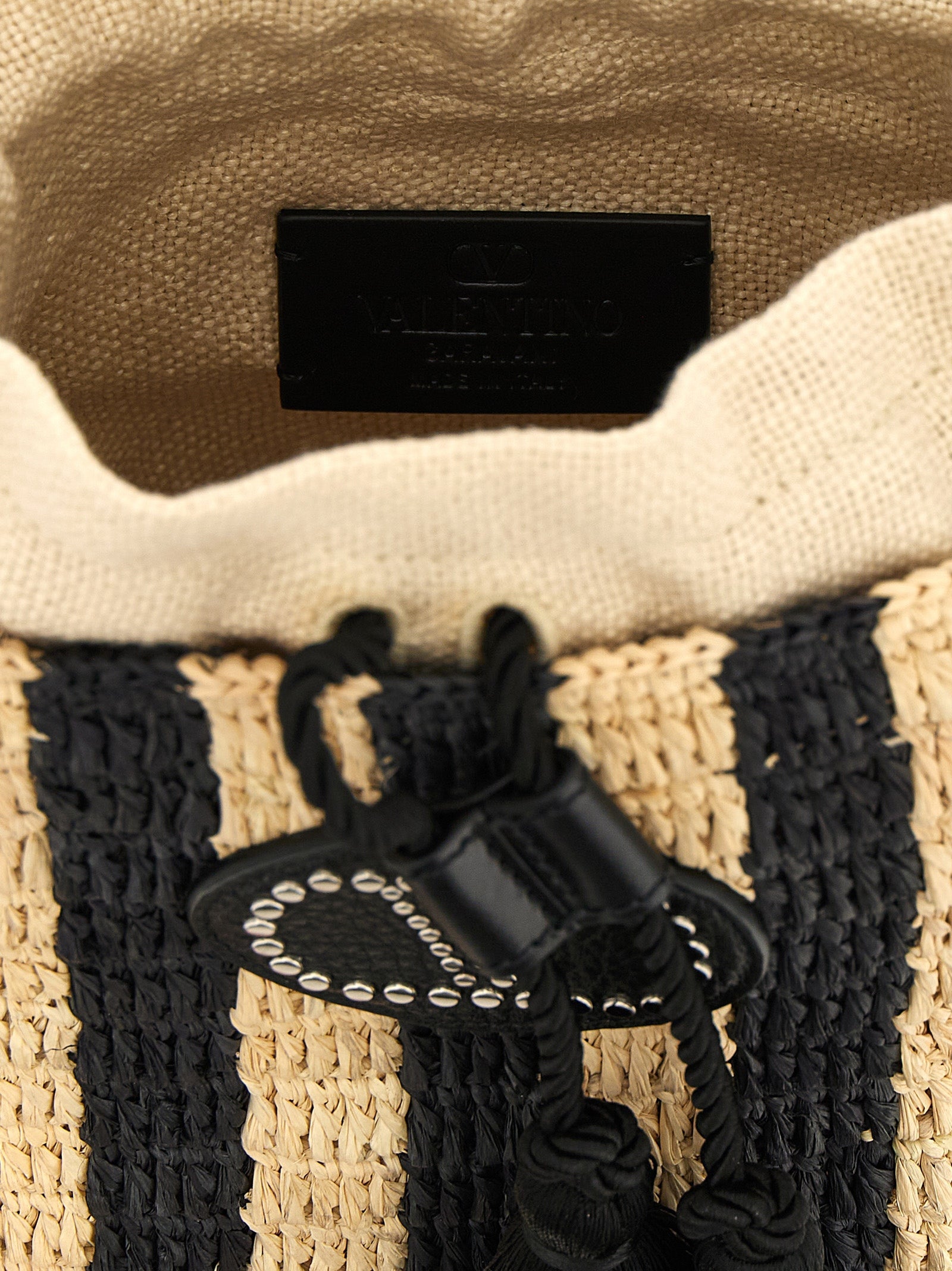 Valentino Garavani Black Straw Shoulder Bag Valentino Garavani Xosier