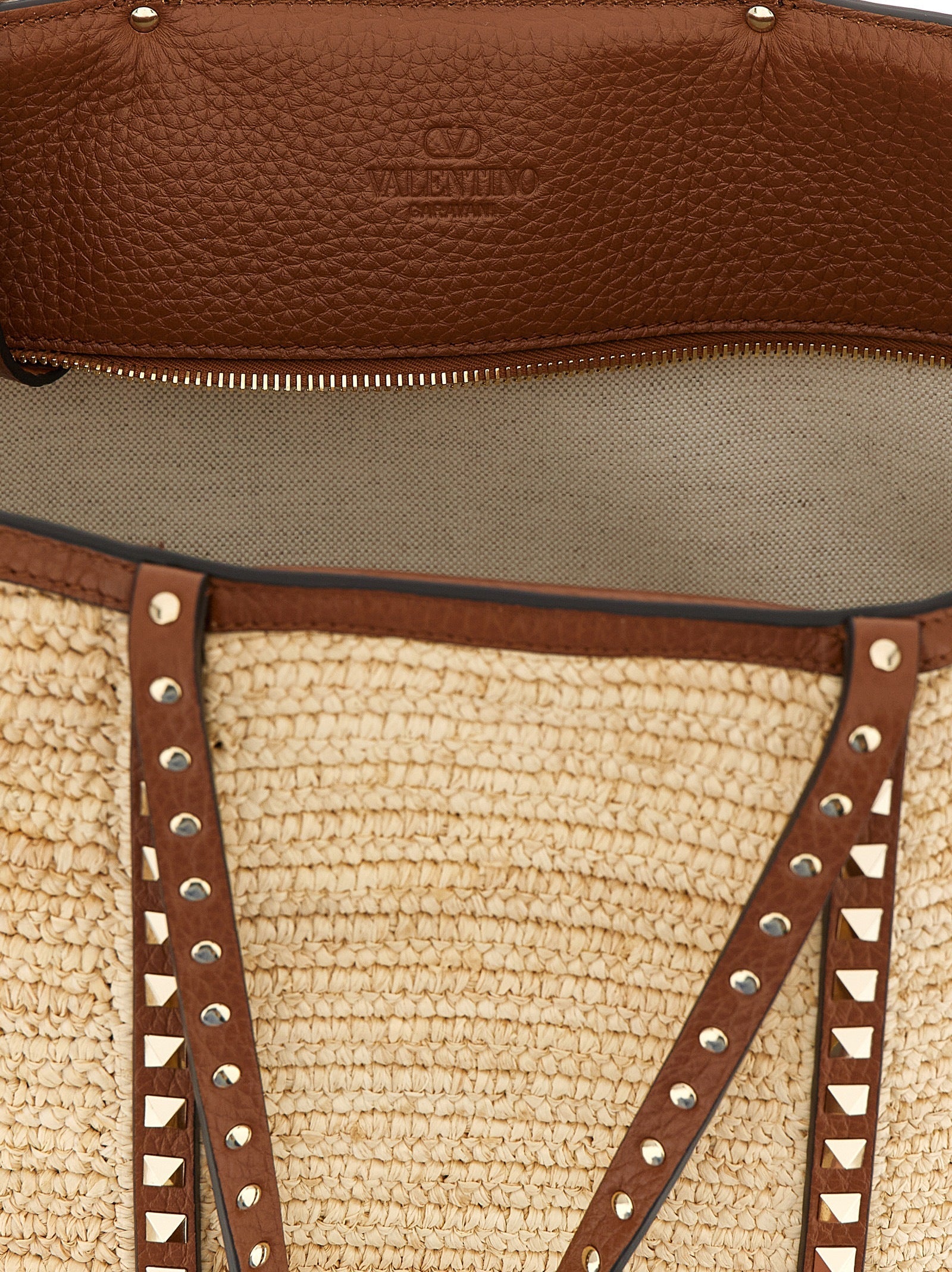 Valentino Garavani Beige Straw Tote Bag Valentino Garavani Xosier