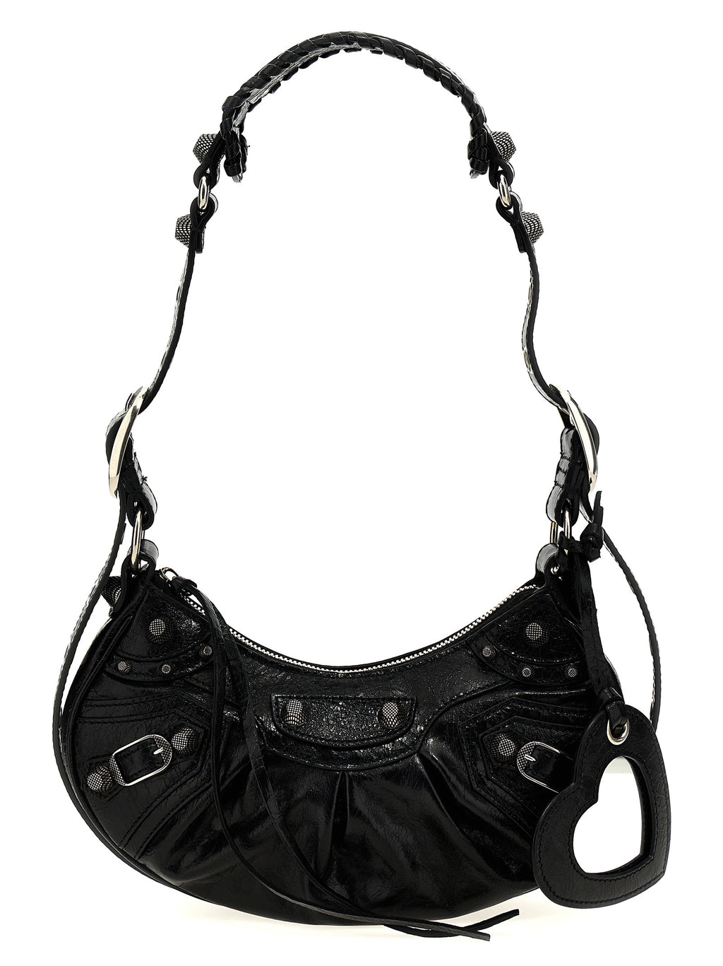 Sac bandoulière en cuir d'agneau noir