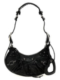 Sac bandoulière en cuir d'agneau noir