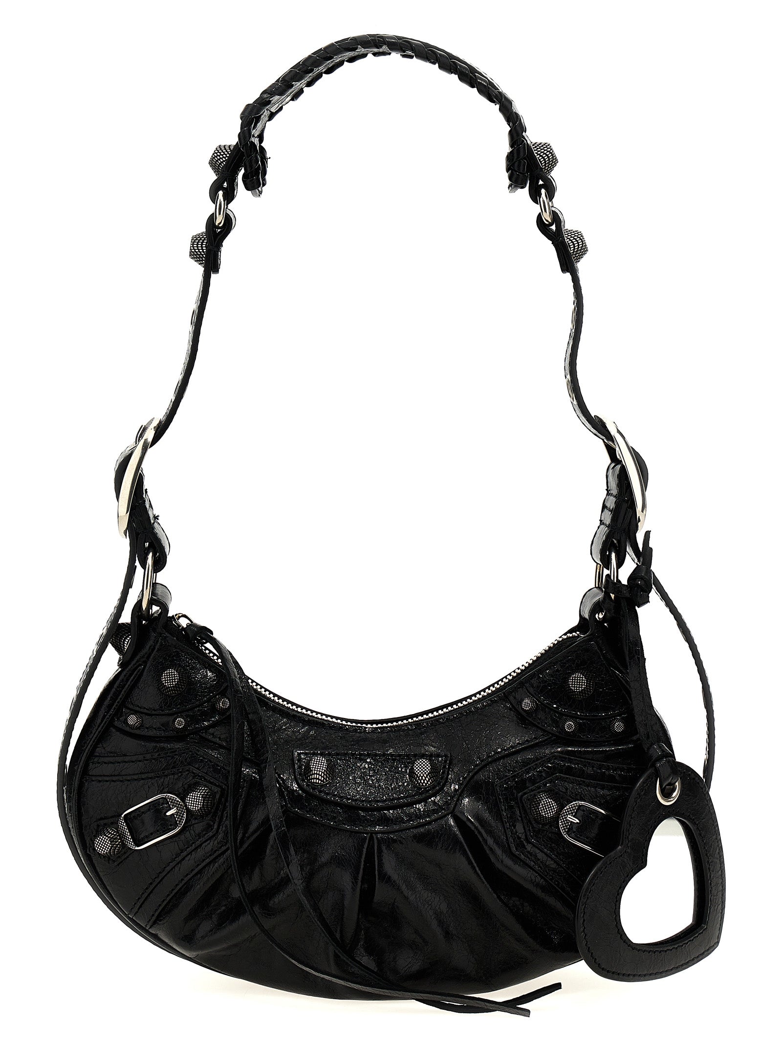 Sac bandoulière en cuir d'agneau noir