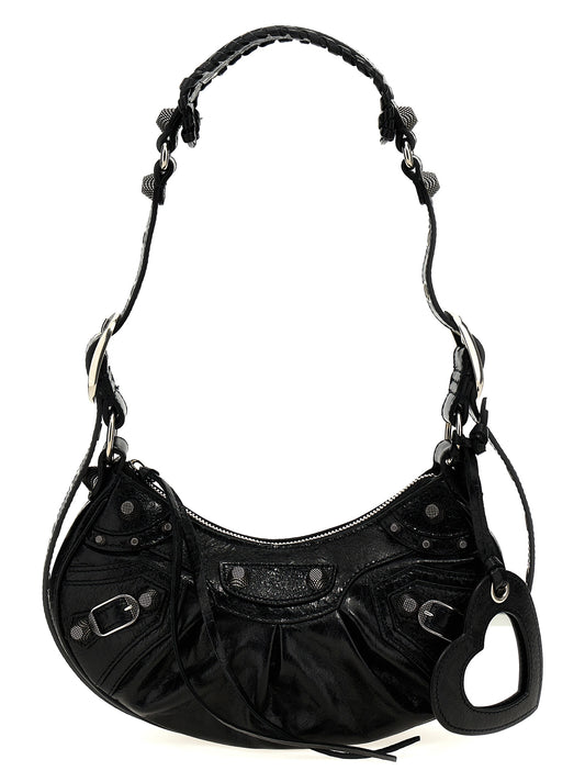 Sac bandoulière en cuir d'agneau noir