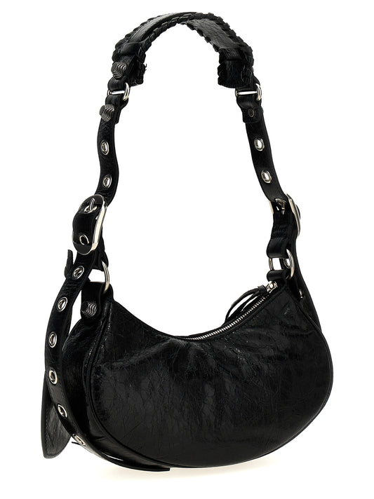 Sac bandoulière en cuir d'agneau noir