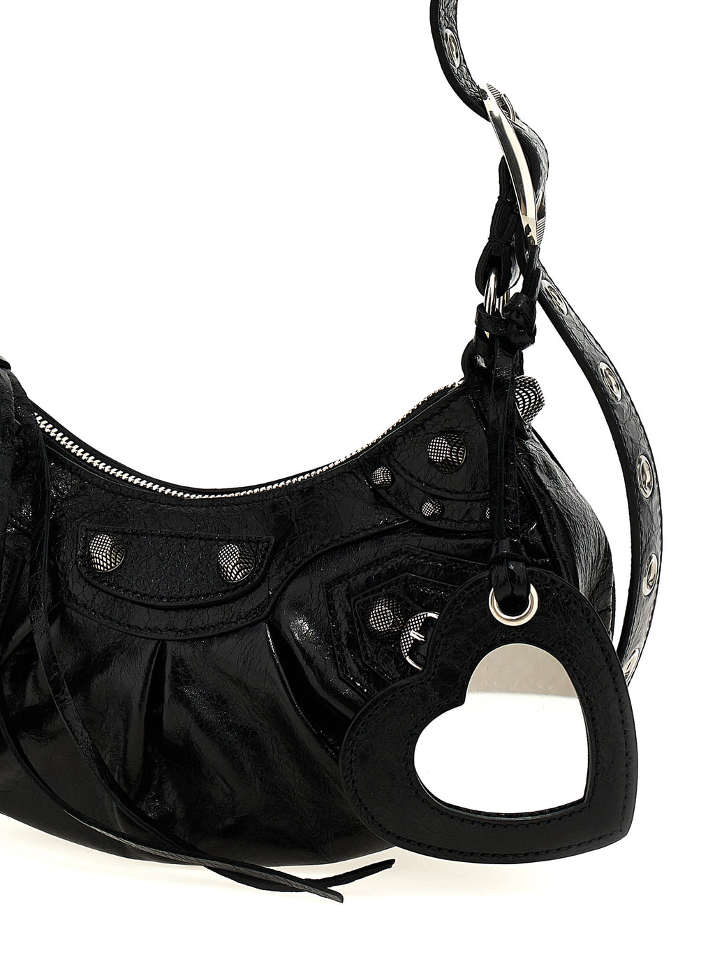 Sac bandoulière en cuir d'agneau noir