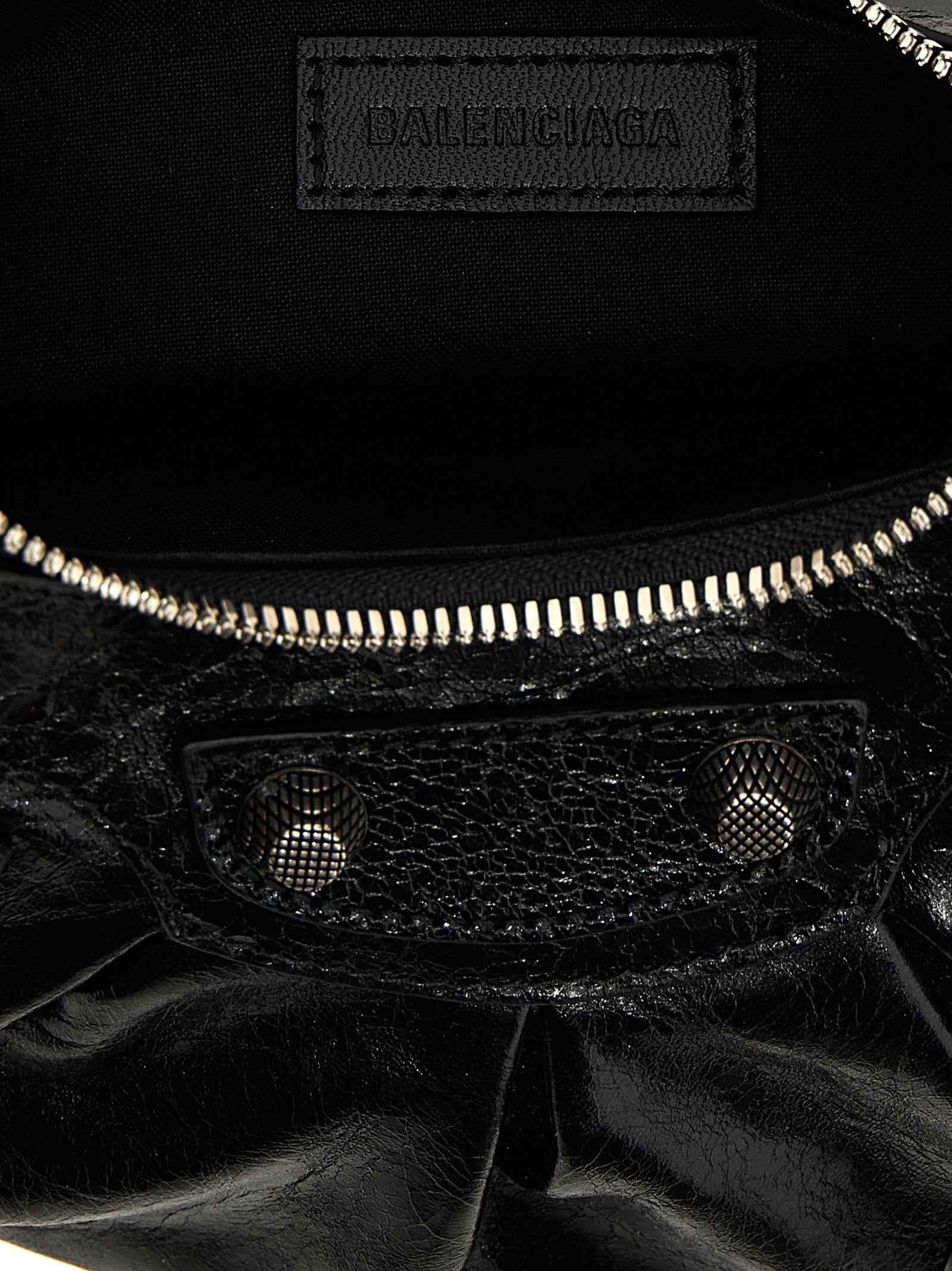 Sac bandoulière en cuir d'agneau noir