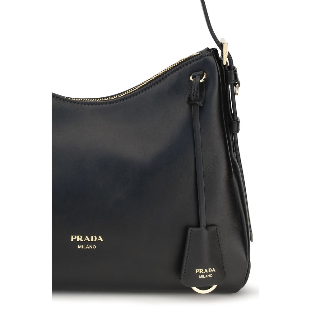 Prada Black Calf Leather Bos Taurus Shoulder Bag Prada Xosier