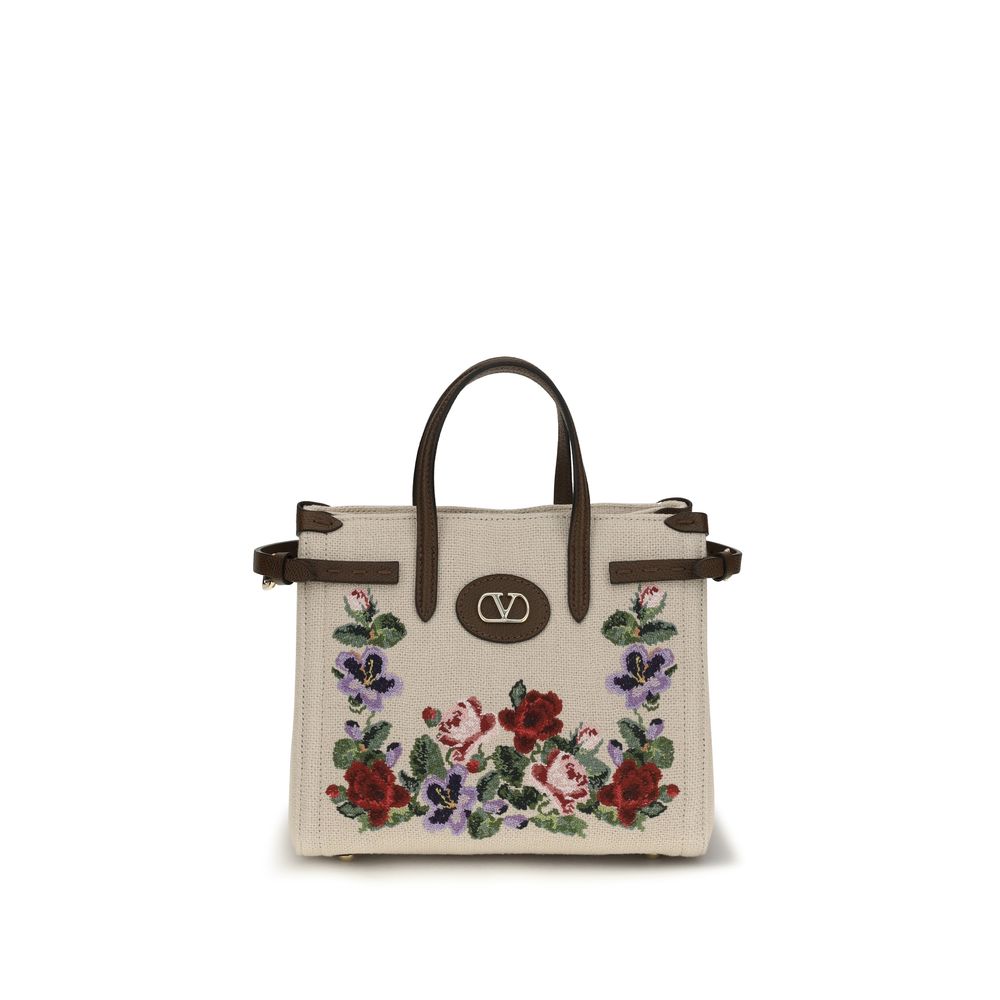 Valentino Garavani Beige Linen Shoulder Bag Valentino Garavani Xosier