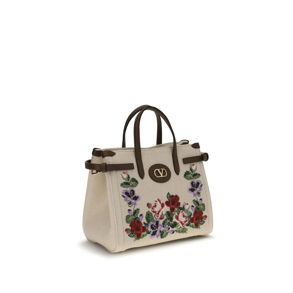 Valentino Garavani Beige Linen Shoulder Bag Valentino Garavani Xosier