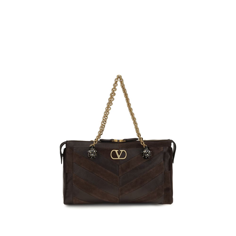 Valentino Garavani Brown Calf Leather Bos Taurus Shoulder Bag Valentino Garavani Xosier
