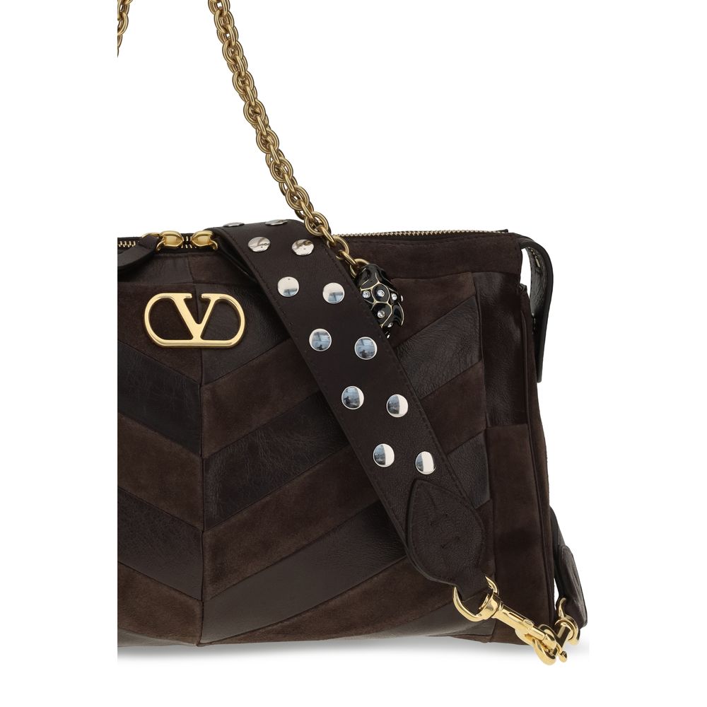 Valentino Garavani Brown Calf Leather Bos Taurus Shoulder Bag Valentino Garavani Xosier