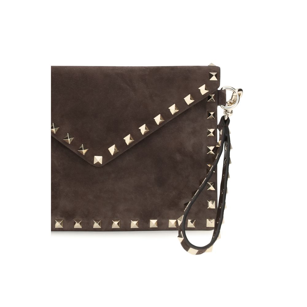 Valentino Garavani Brown Suede Leather Clutch Bag Valentino Garavani Xosier