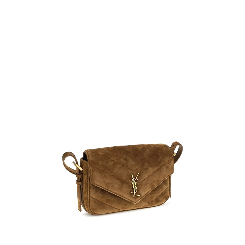 Saint Laurent Brown Suede Leather Shoulder Bag Saint Laurent Xosier