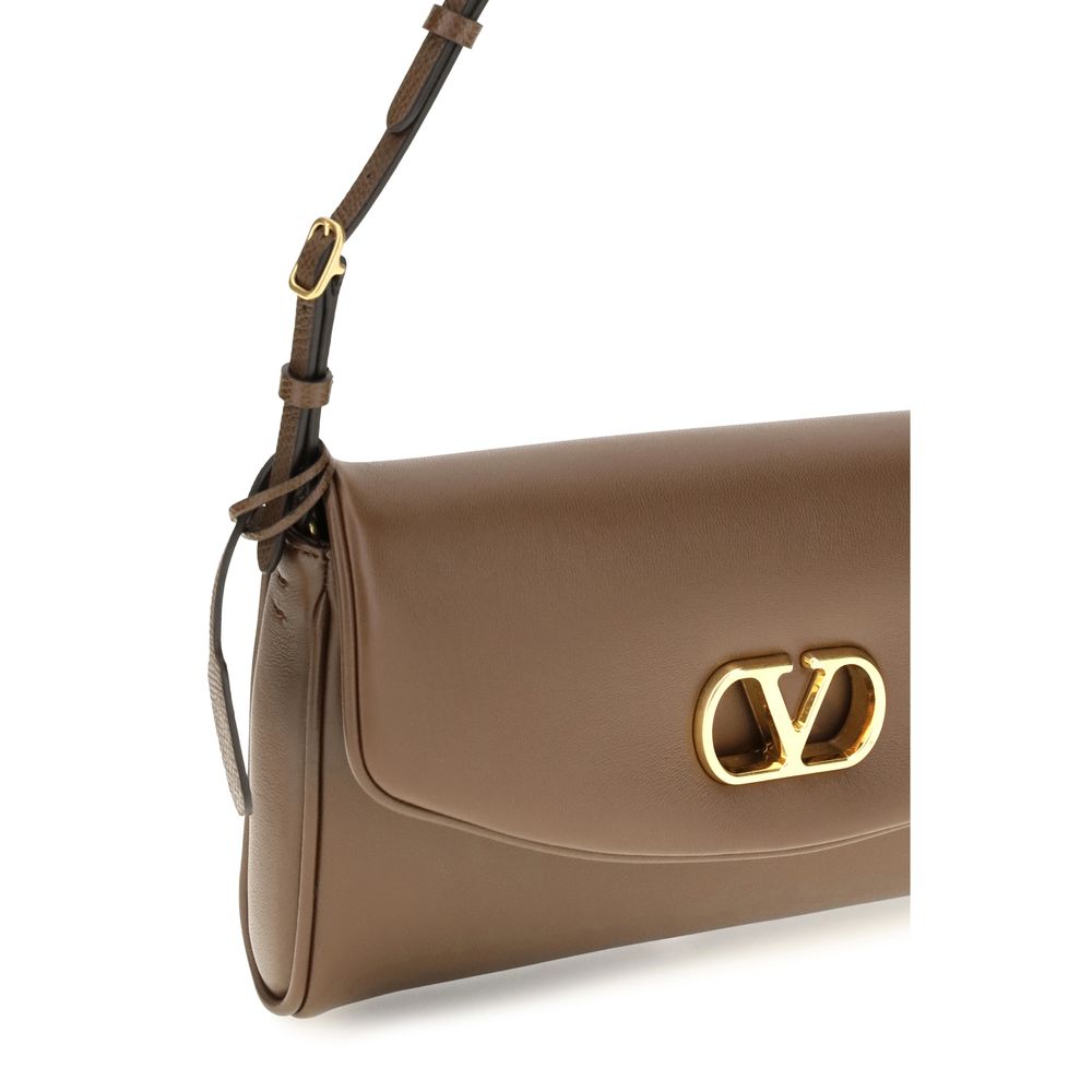 Valentino Garavani Brown Calf Leather Bos Taurus Shoulder Bag Valentino Garavani Xosier