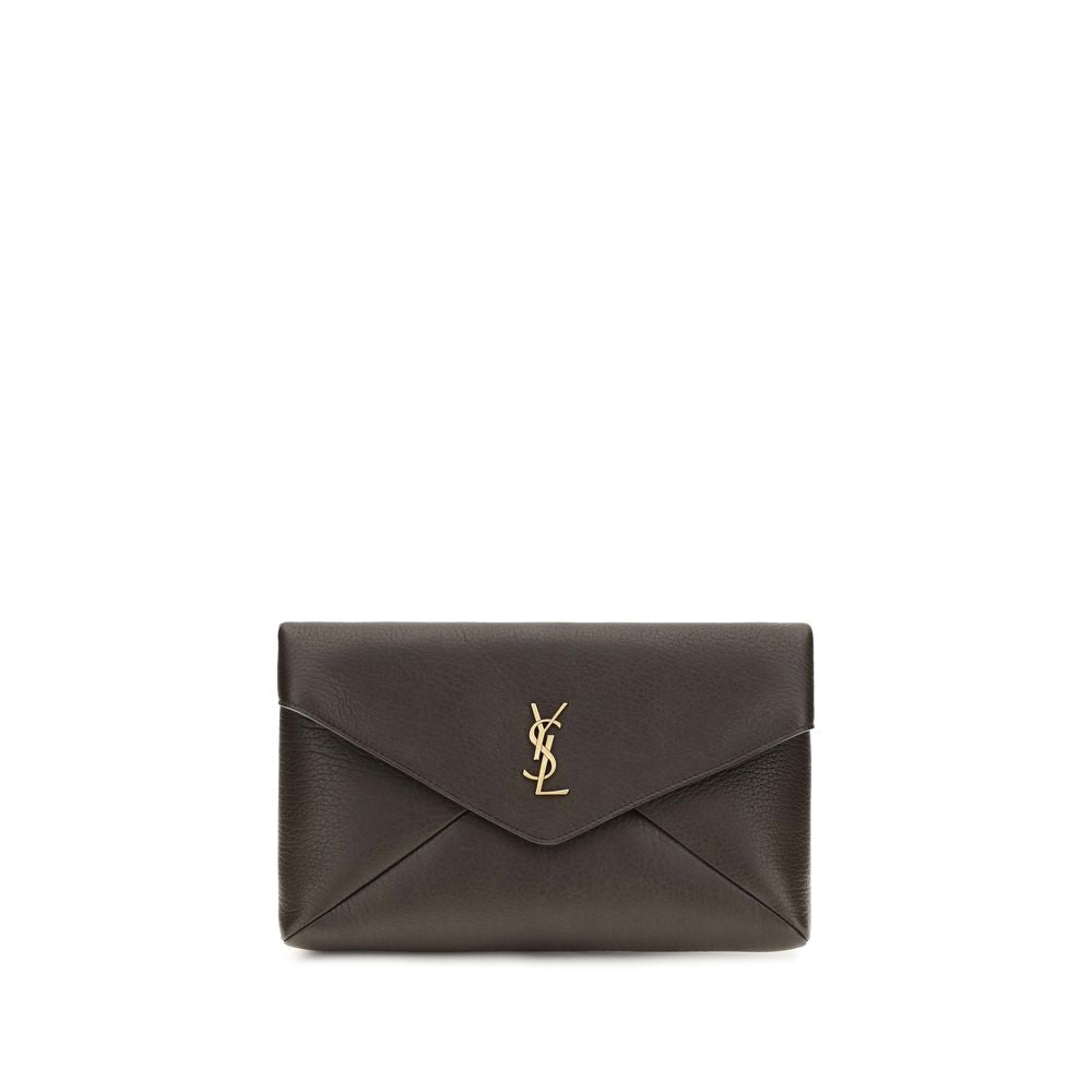 Saint Laurent Brown Lamb Ovis Aries Aries Clutch Bag Saint Laurent Xosier