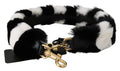Black White Lapin Fur Accessory Shoulder Strap
