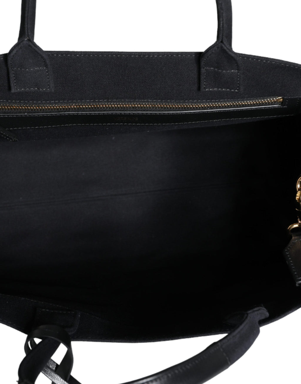 Versace Black Top Handle Canvas Leather Logo Crossbody Tote Bag Versace Xosier