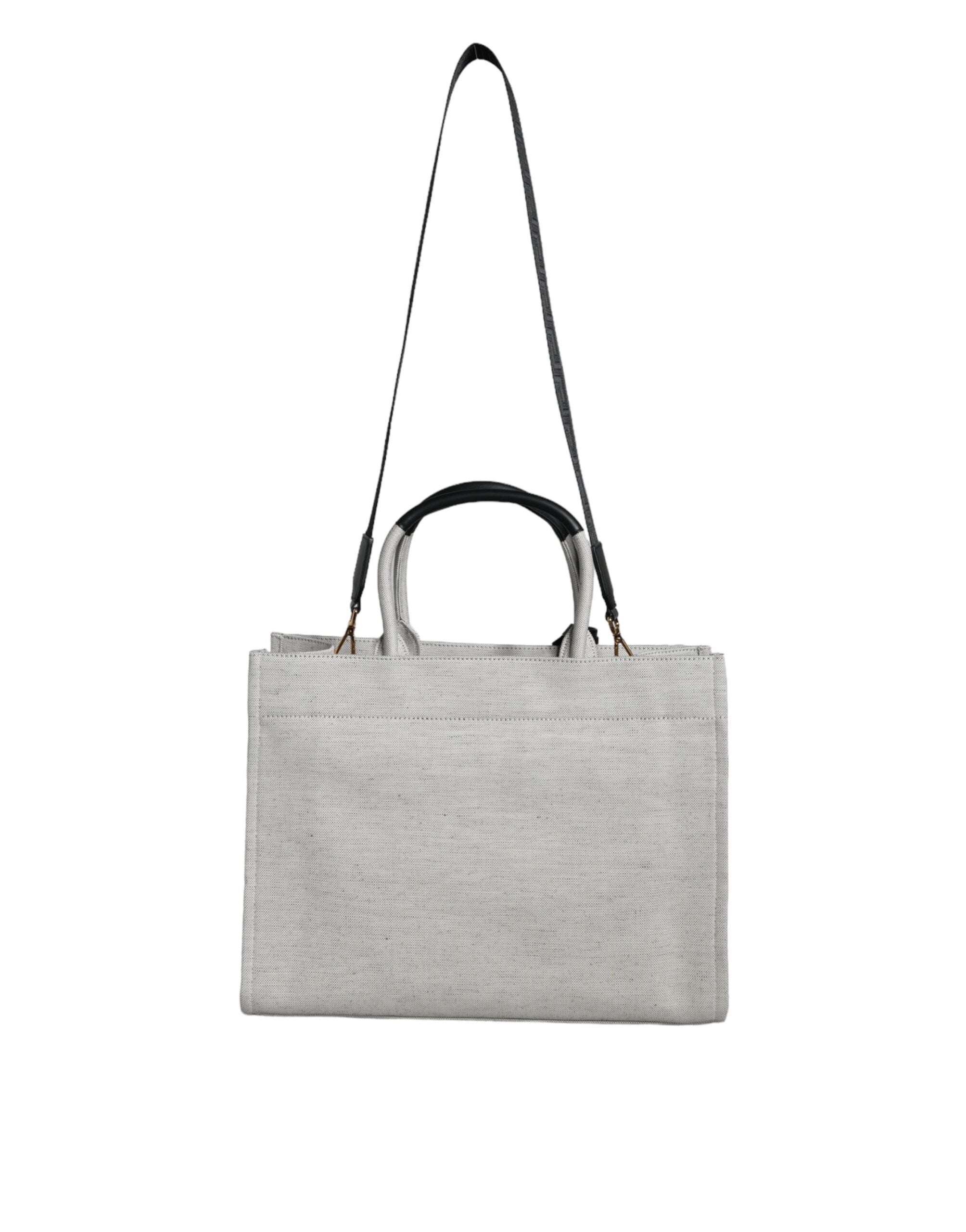 Versace White Top Handle Canvas Leather Logo Crossbody Tote Bag Versace Xosier