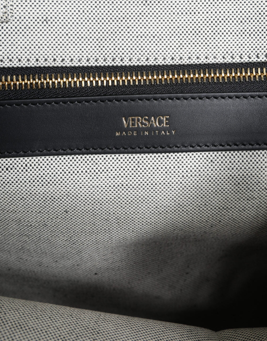 Versace White Top Handle Canvas Leather Logo Crossbody Tote Bag Versace Xosier
