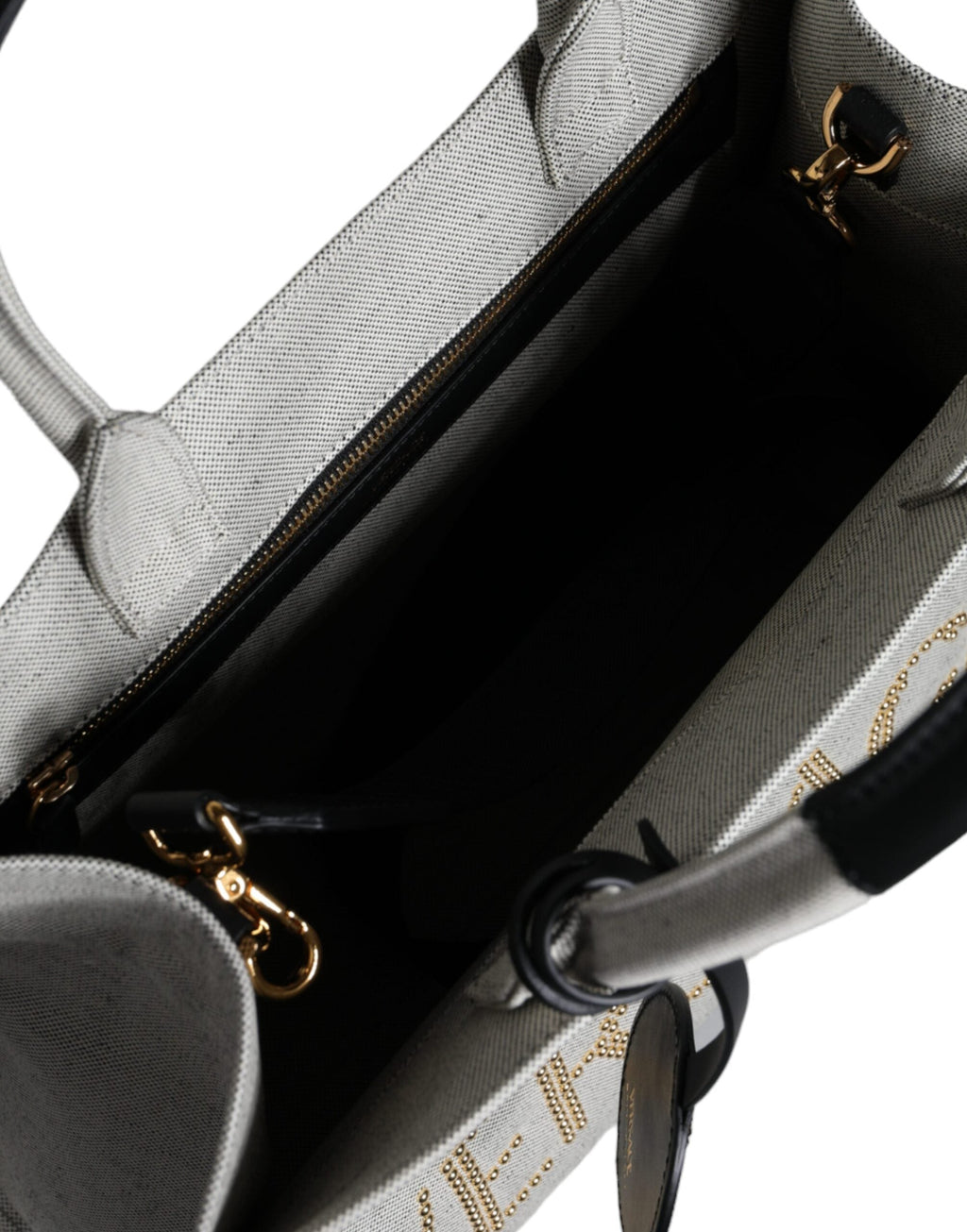 Versace White Top Handle Canvas Leather Logo Crossbody Tote Bag Versace Xosier