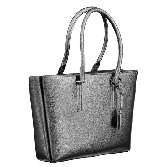 Black Polyurethane Women Shoulder Bag