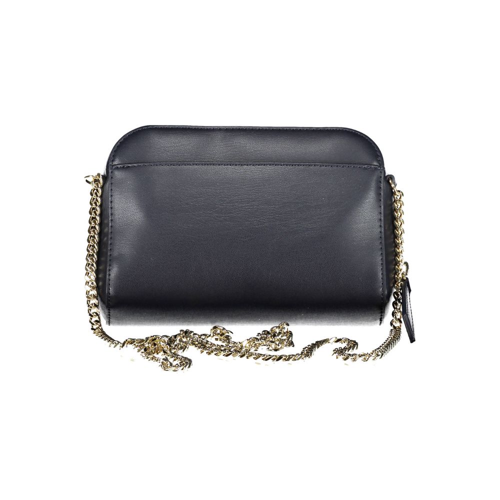 Blue Polyurethane Women Bag