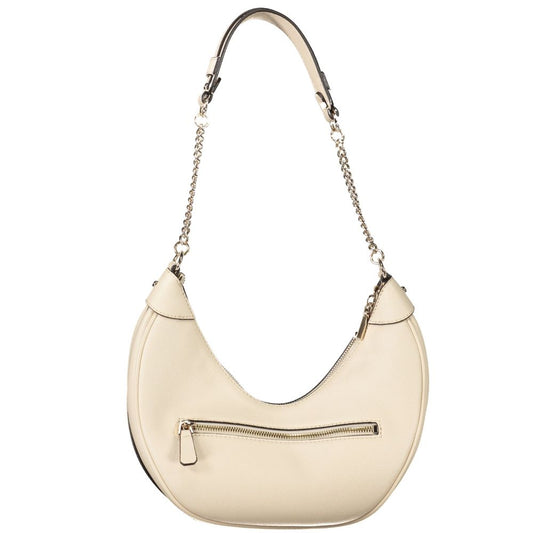 Beige Polyurethane Women Handbag
