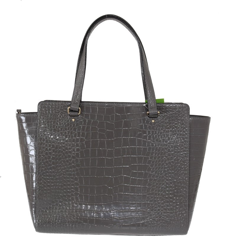 Kate Spade Grey Croc Embossed Leather Elissa Bristol Drive Tote Handbag Bag Kate Spade Xosier