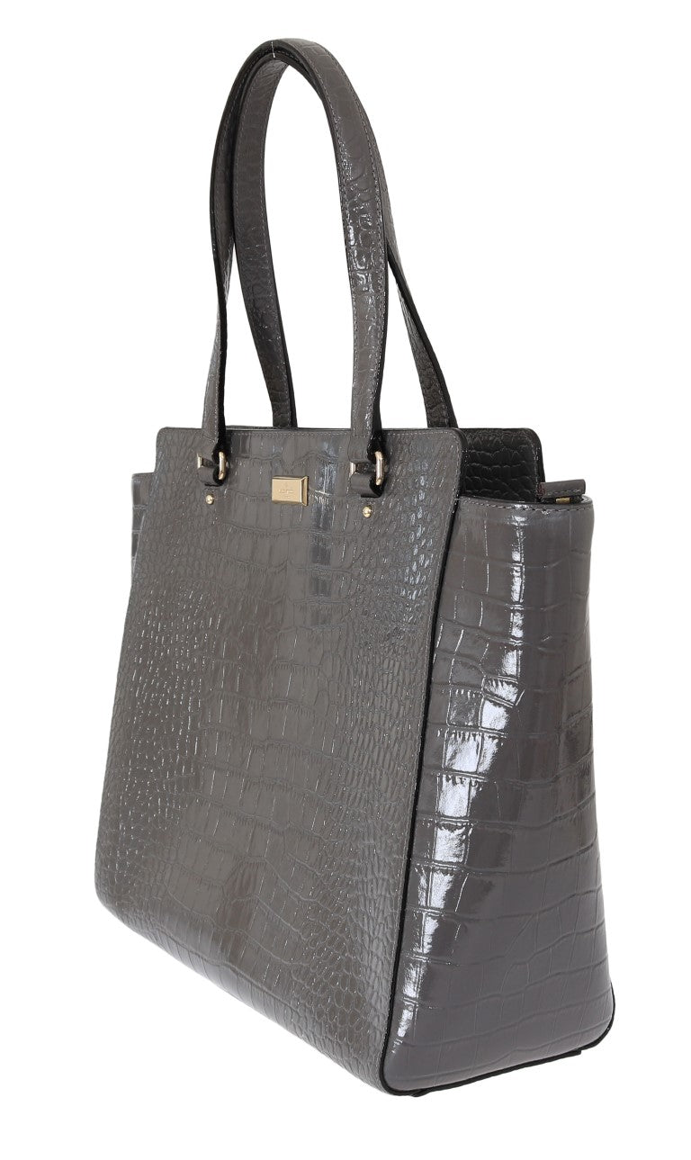 Kate Spade Grey Croc Embossed Leather Elissa Bristol Drive Tote Handbag Bag Kate Spade Xosier